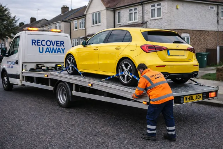 Dagenham Toyota corolla flatbed towing