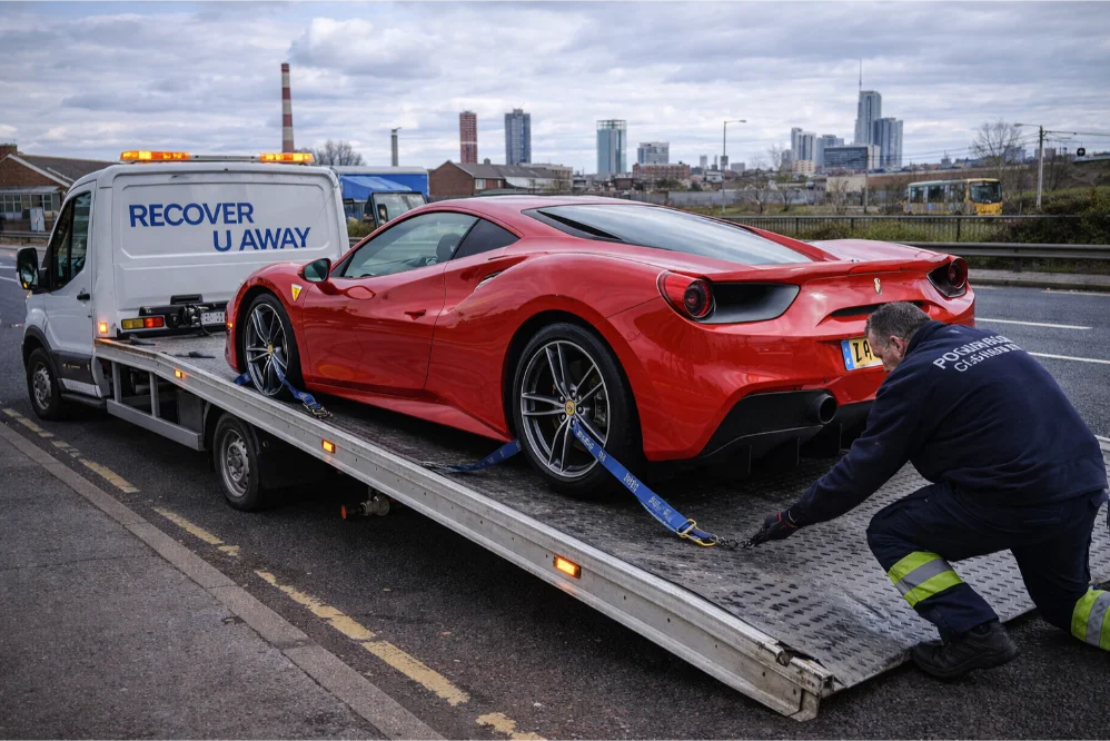 Ferrari 488 flatbed loading Urban transport