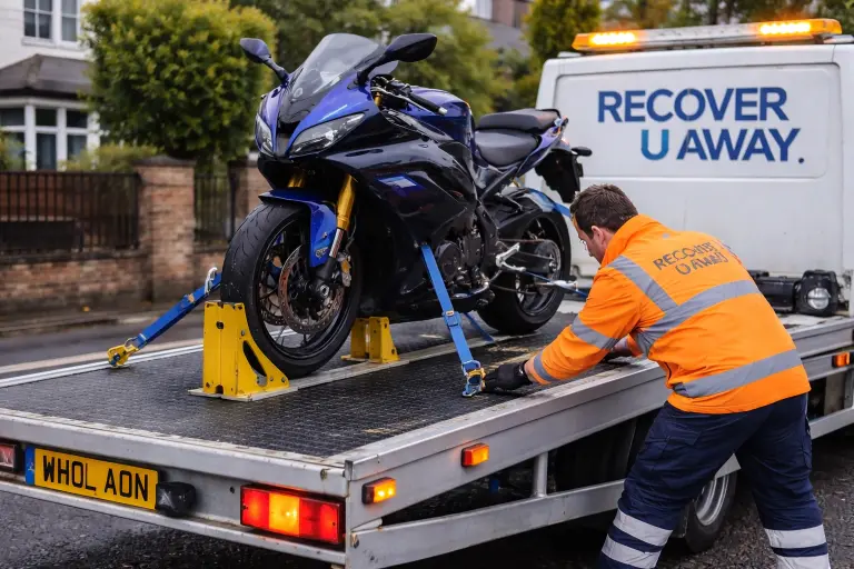 Yamaha motorbike towing Hornchurch