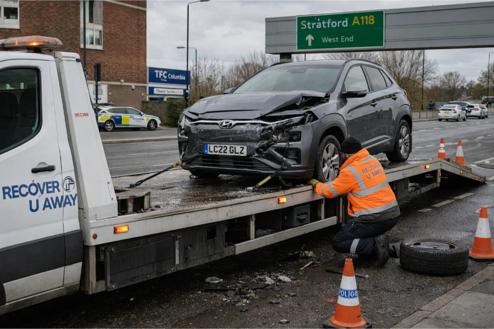 Hyundai Kona EV accident recovery Startford