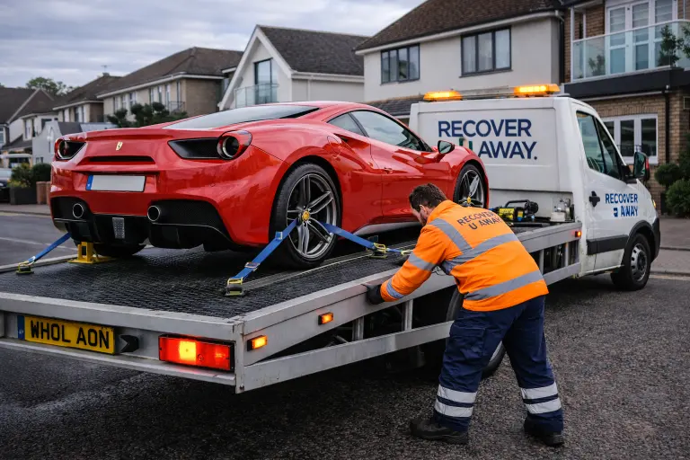Luxury ferrari flatbed recovery residential upminster