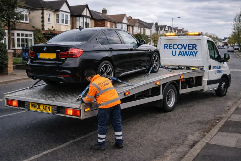 Volkswagen Golf damaged flatbed recovery london