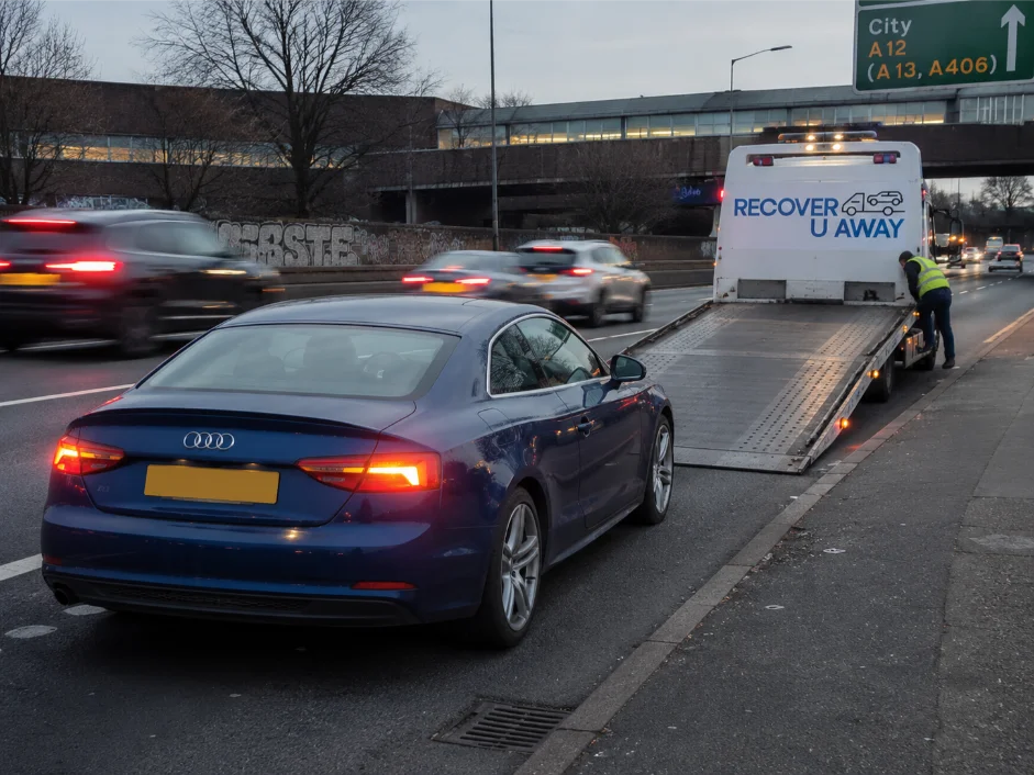 Blue Audi A5 Emergency Towing Leytonstone