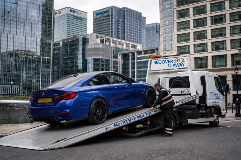 bmw m4 high performance car recovery canary wharf