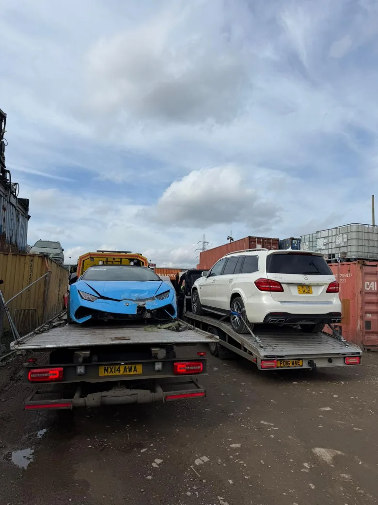 Damaged Lamborghini Europe Car recovery