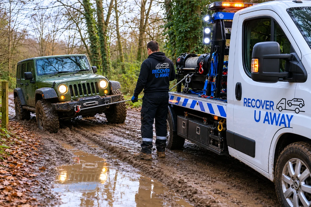 Green Jeep Wrangler Winch Recovery Woodford