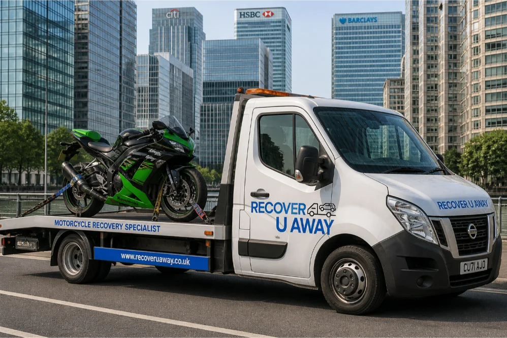 kawasaki motorcycle towing canary wharf