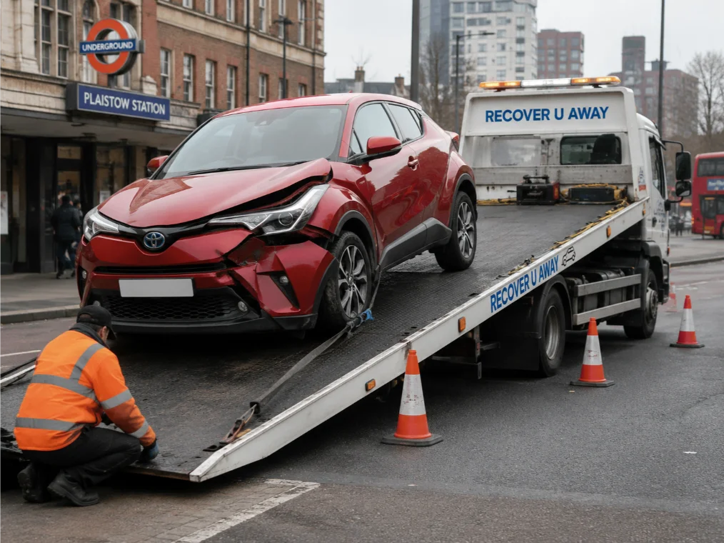 Red Toyota accident Recovery in Plaistow UK