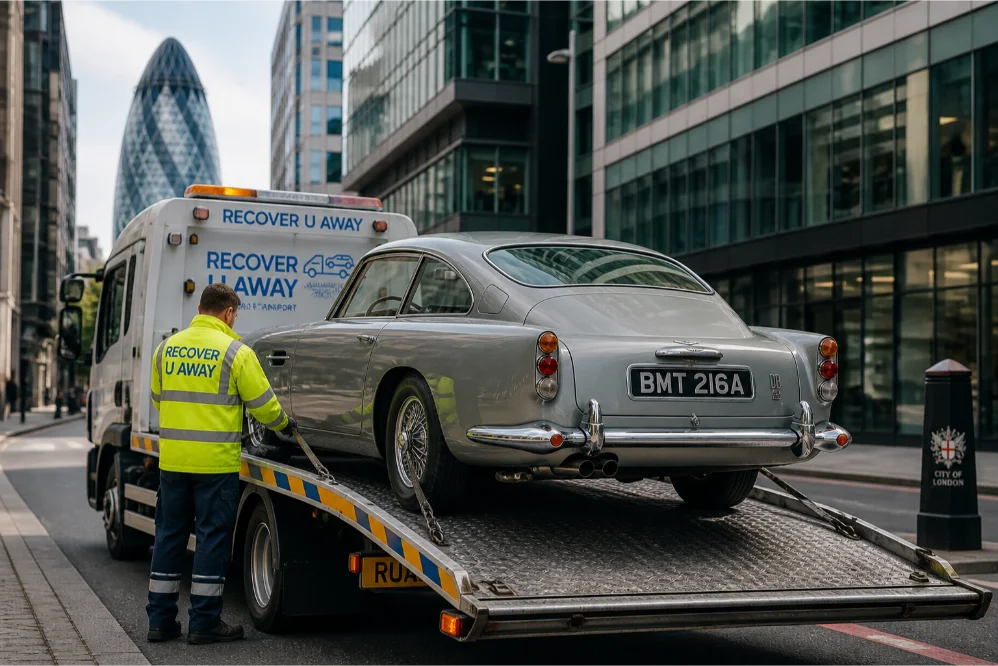 vintage aston martin recovery city london