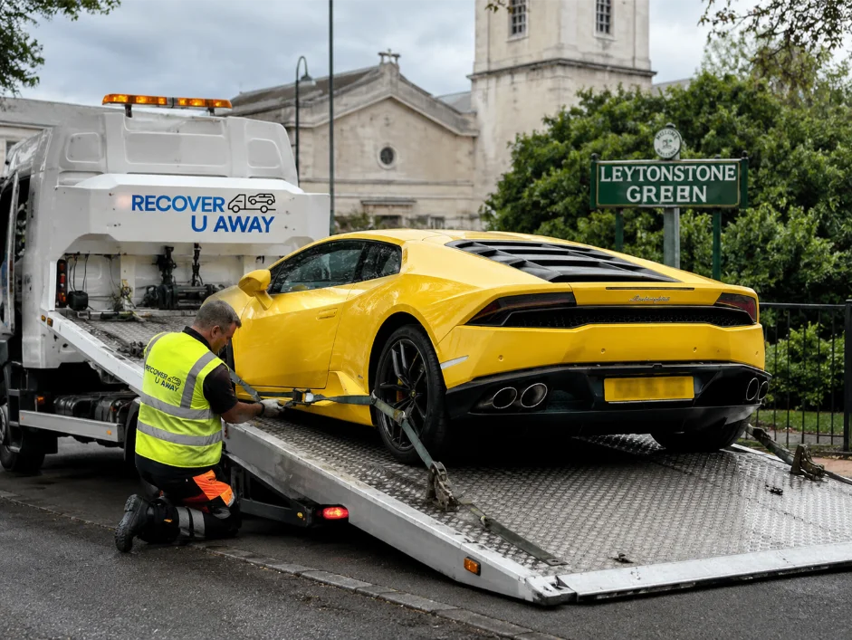 Yellow Lamborghini Huracán Luxury Car Recovery Leytonstone