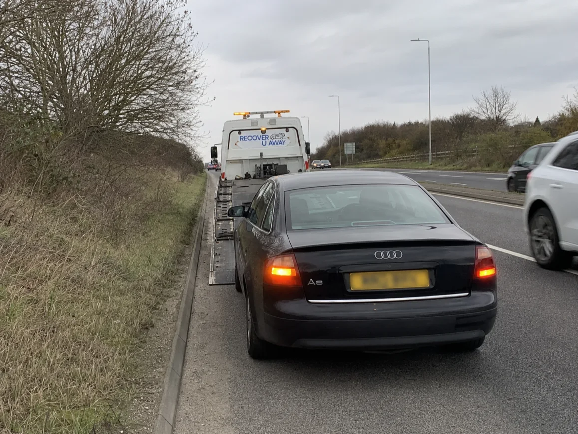 Audi A6 emergency towing on the A127 in Essex