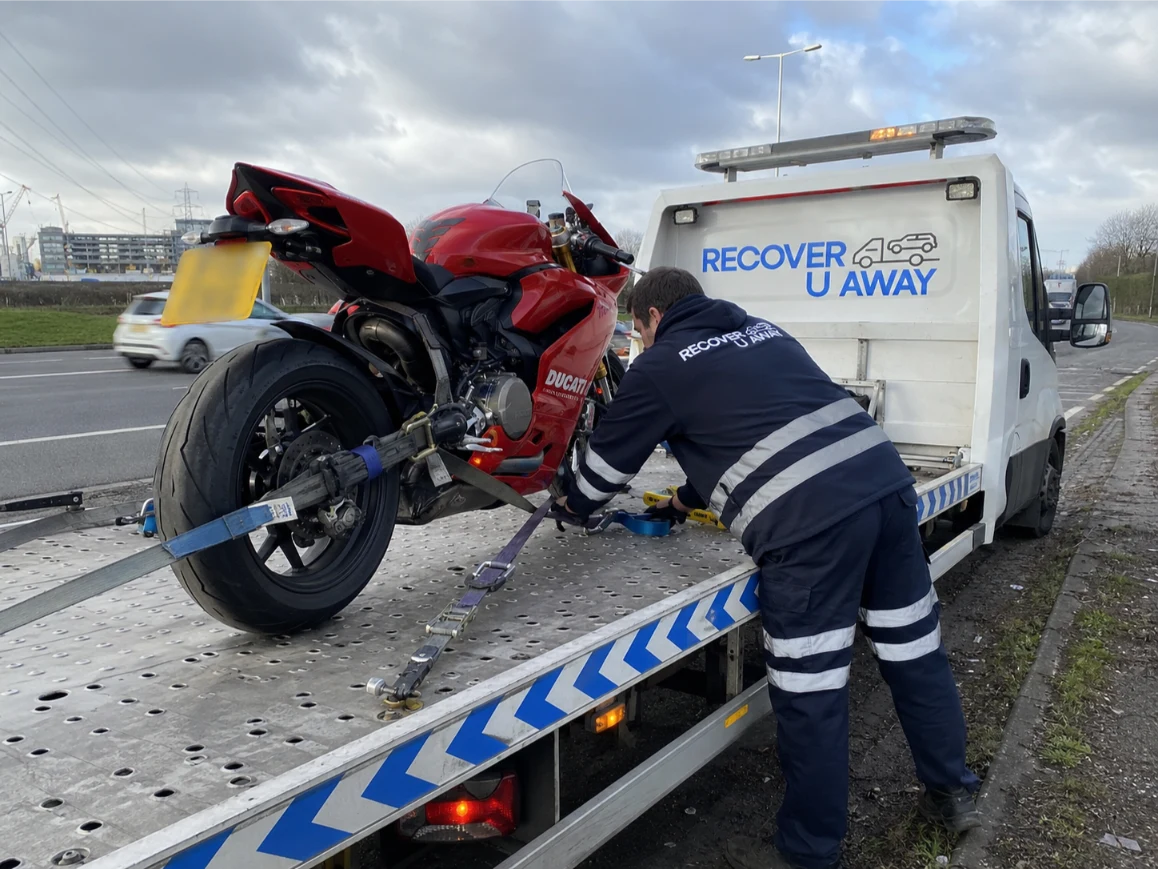 Ducati Panigale motorbike recovery on the A13 in London