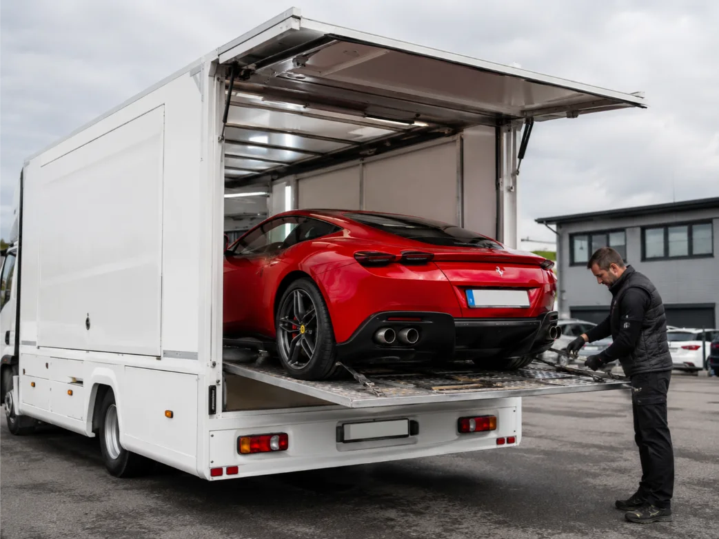 Ferrari Roma Luxury Car transport Spain to UK