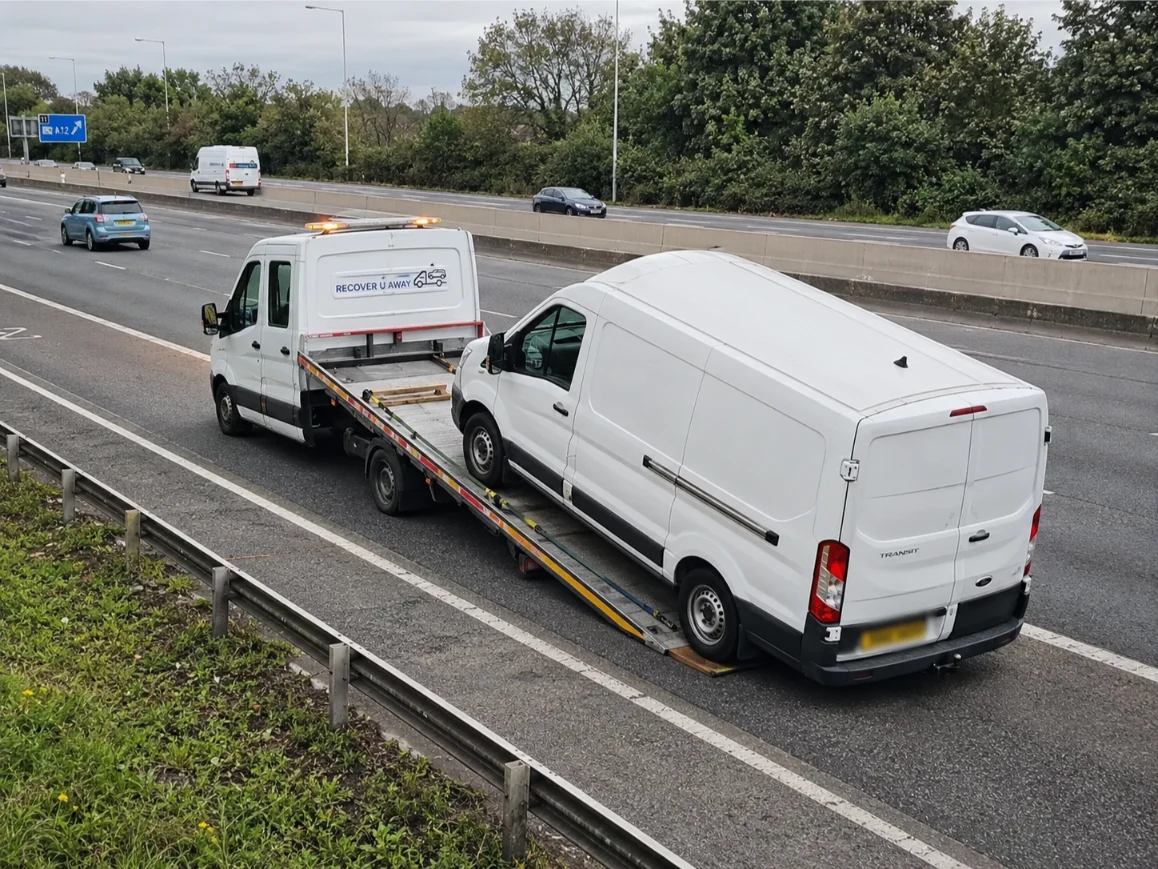 Ford Transit van recovery on the A12 in London