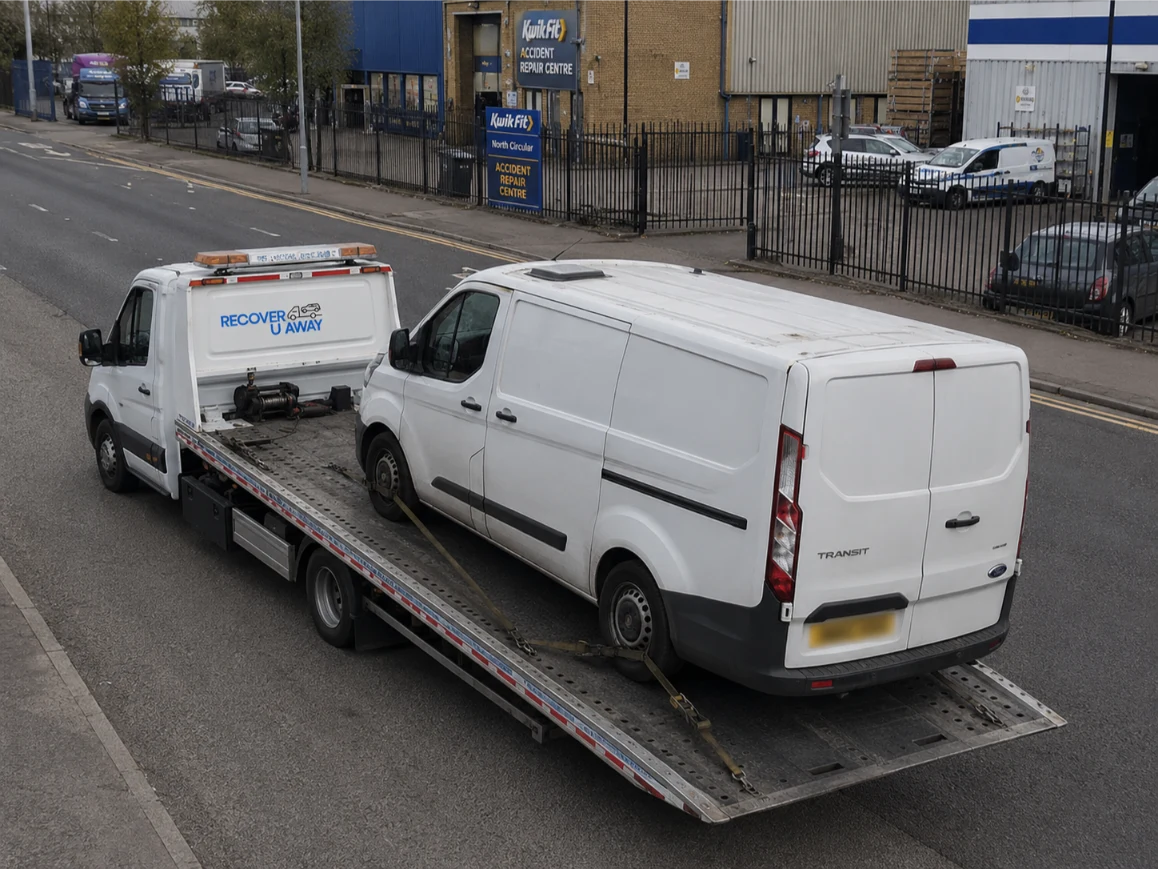 Ford Transit van recovery on the A406 North Circular in London
