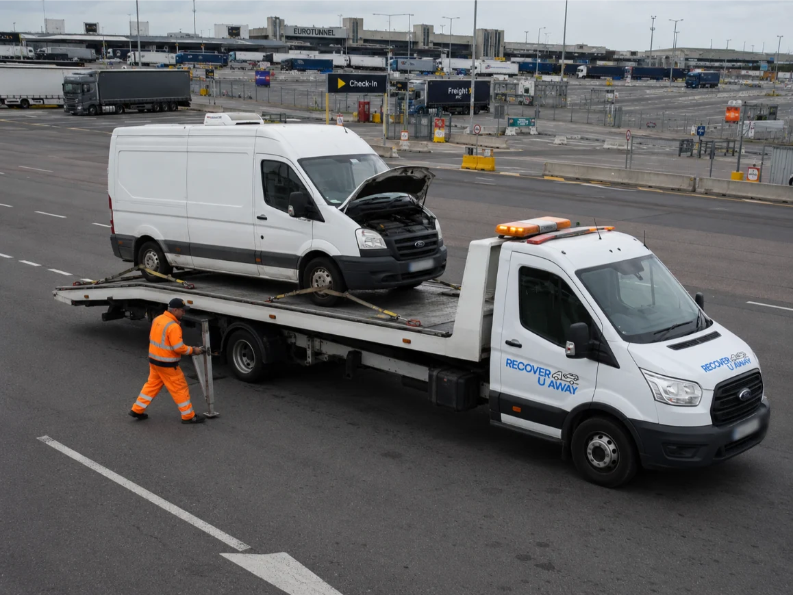 Ford Transit van recovery at Eurotunnel Folkestone