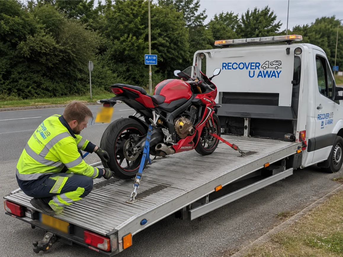 Honda CBR650R motorbike recovery on the A118 in London