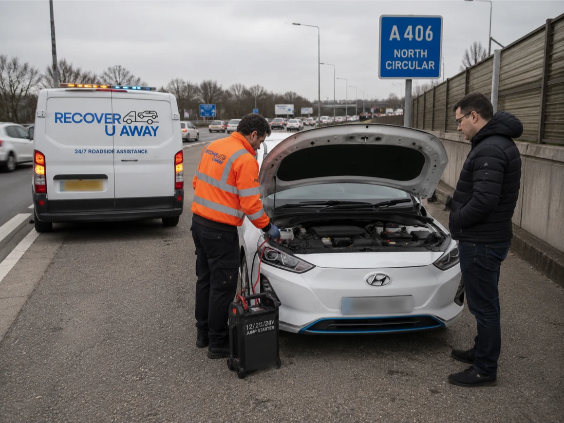 Hyundai Ioniq roadside assistance on the A406 North Circular in London