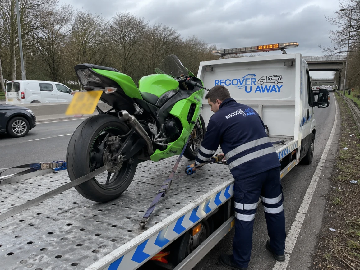 Kawasaki Ninja motorbike recovery on the A406 North Circular in London