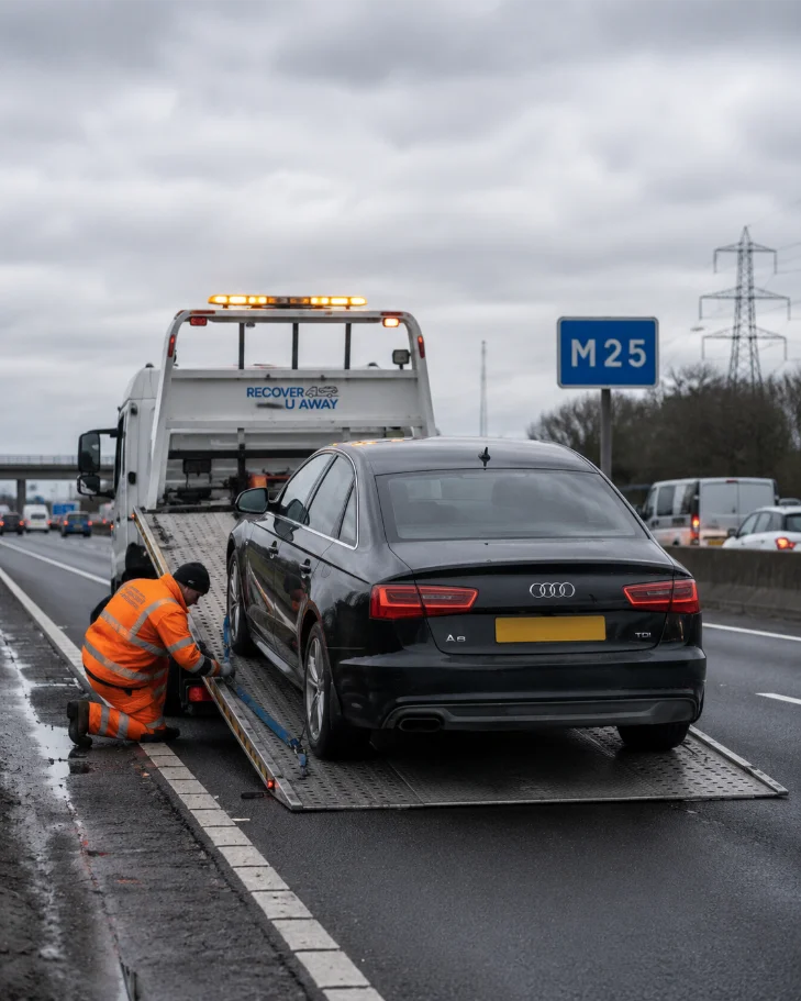 m25 motorway recovery audi a6