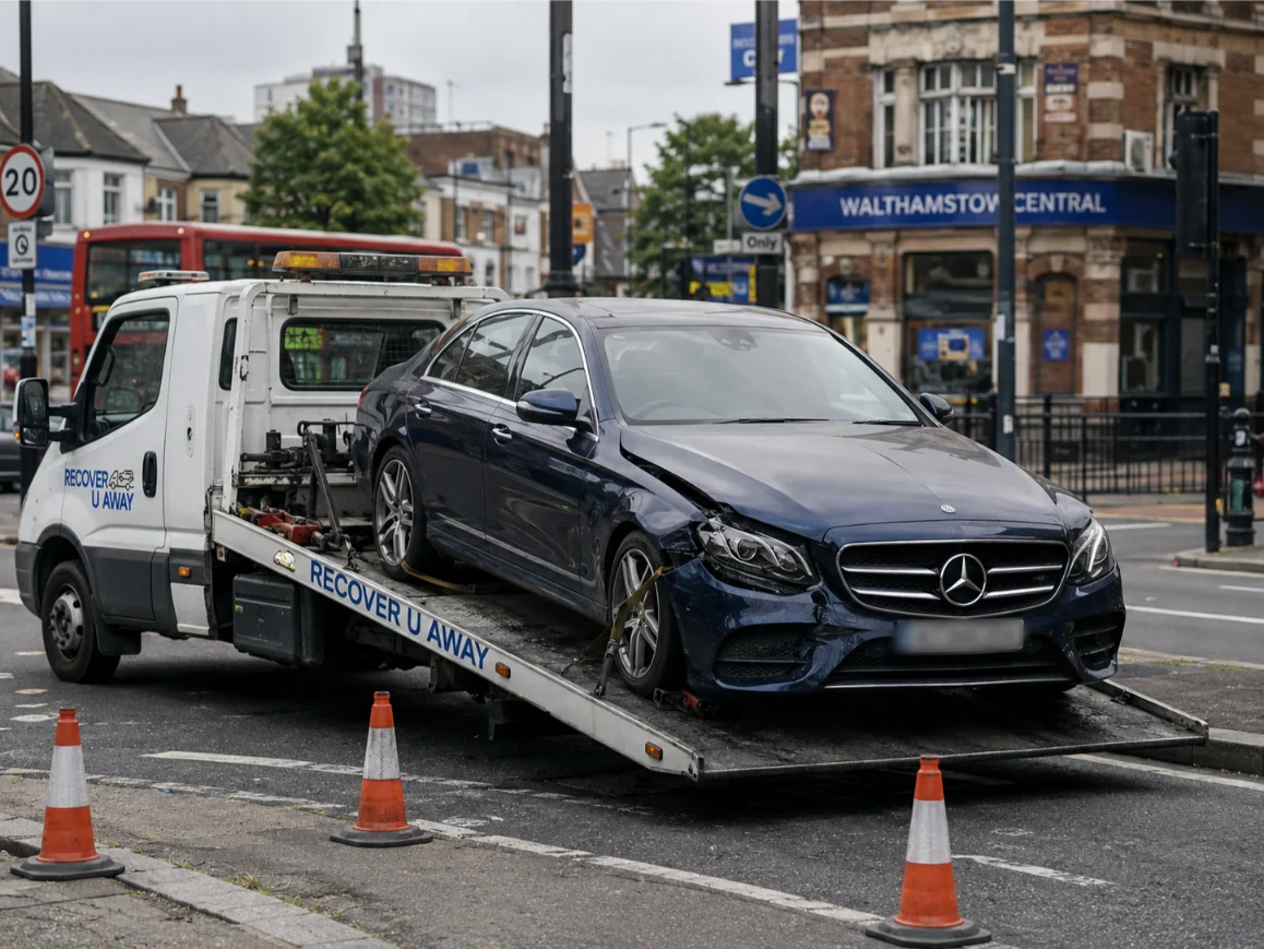 Mercedes-Benz E-Class accident recovery in Walthamstow