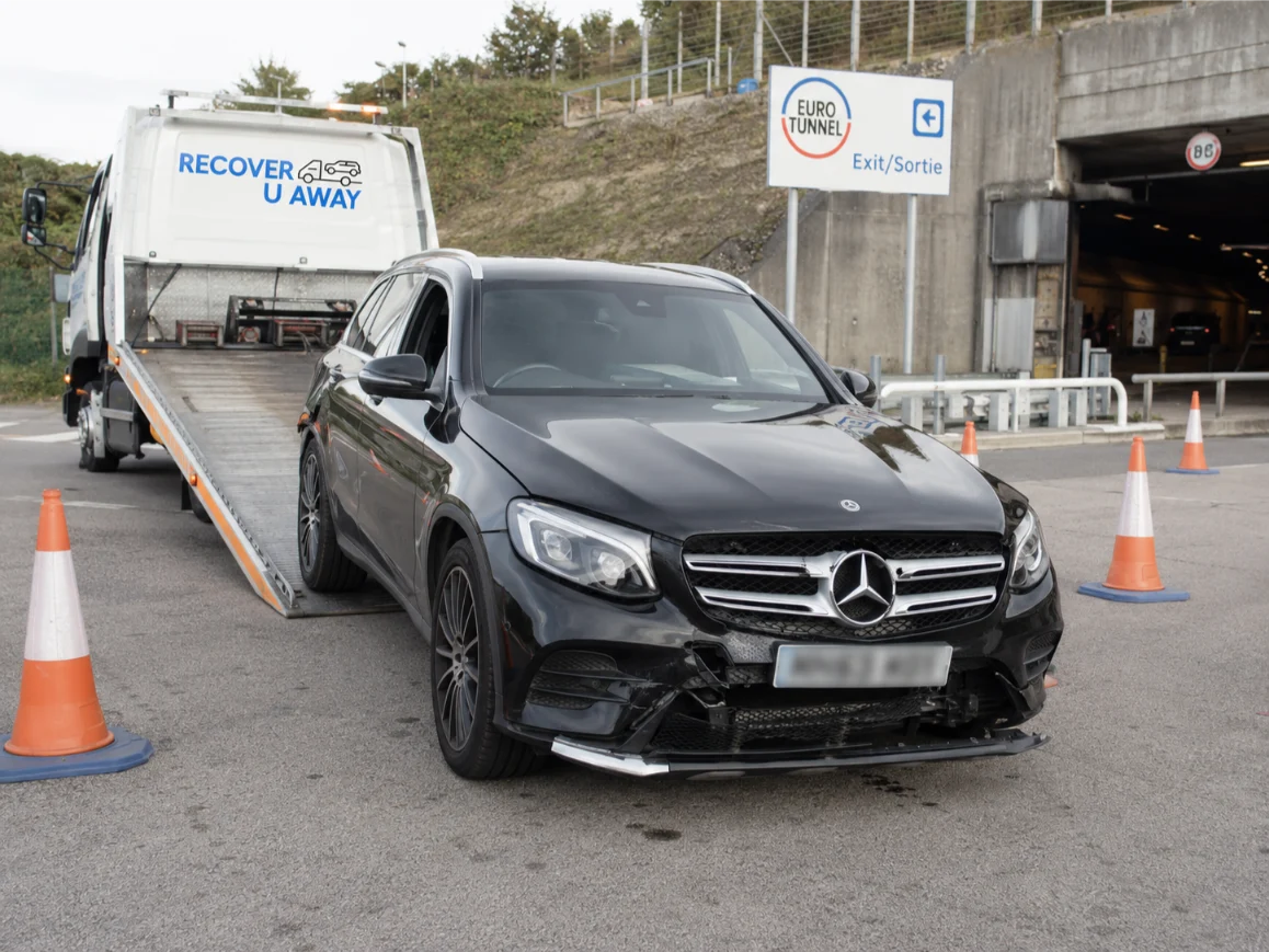 Mercedes Benz GLC accident Recovery Eurotunnel Folkestone