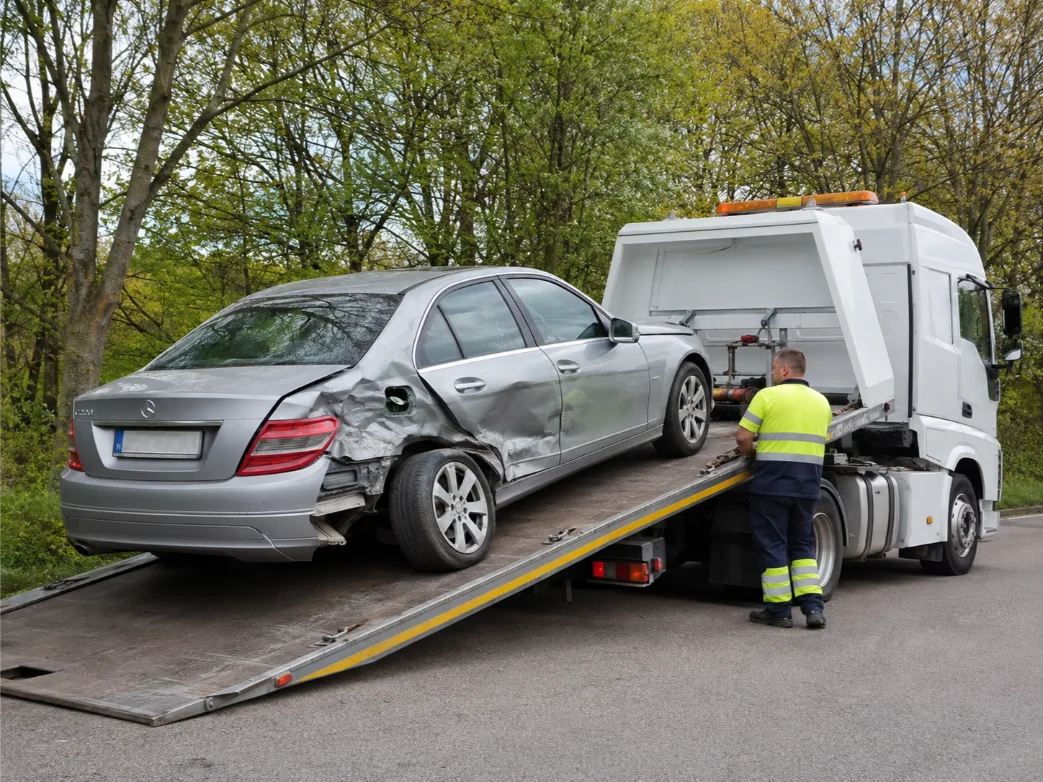 Mercedes C-class Accident Recovery Europe to UK