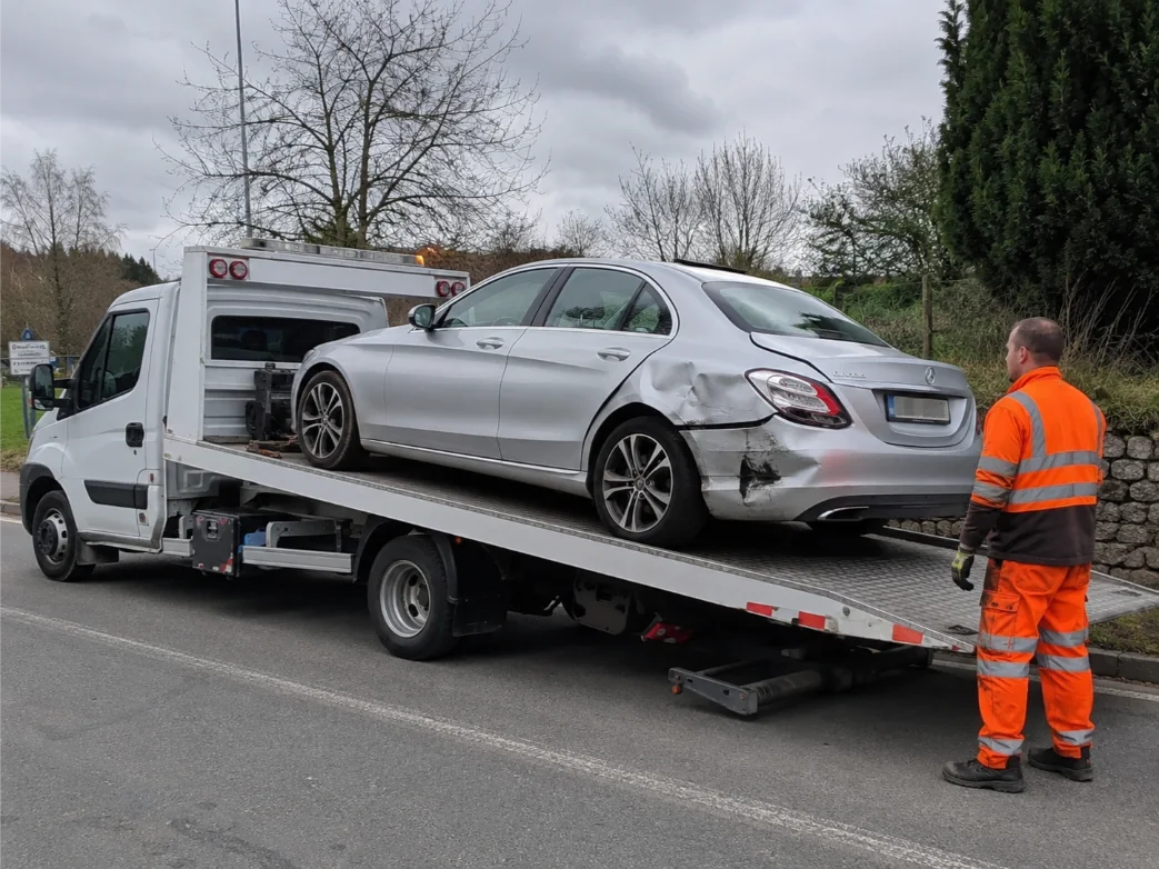 Mercedes C-class Accident Recovery from France to UK