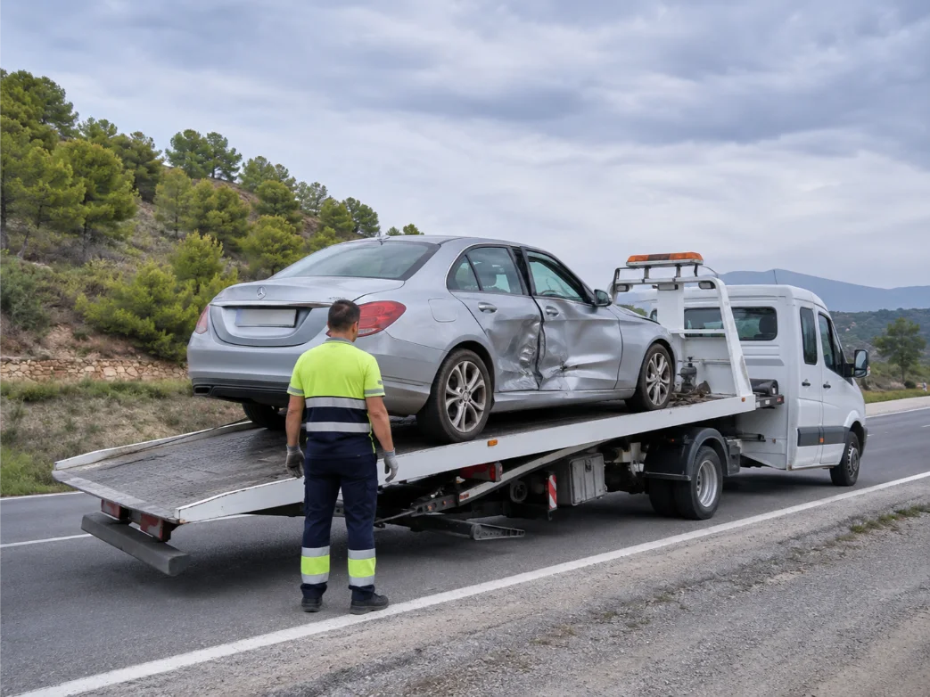Mercedes C-class Accident Recovery from Spain to UK
