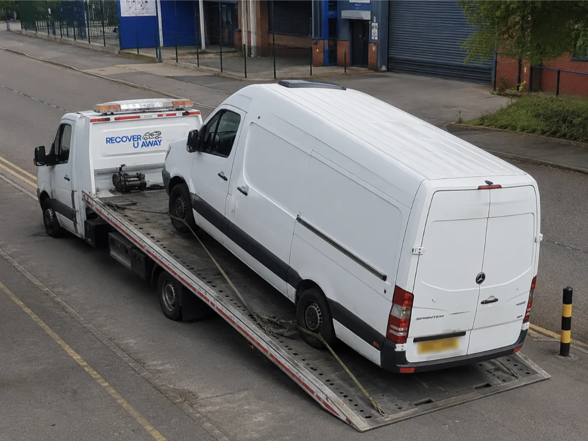 Mercedes Sprinter van recovery on the A13 in London