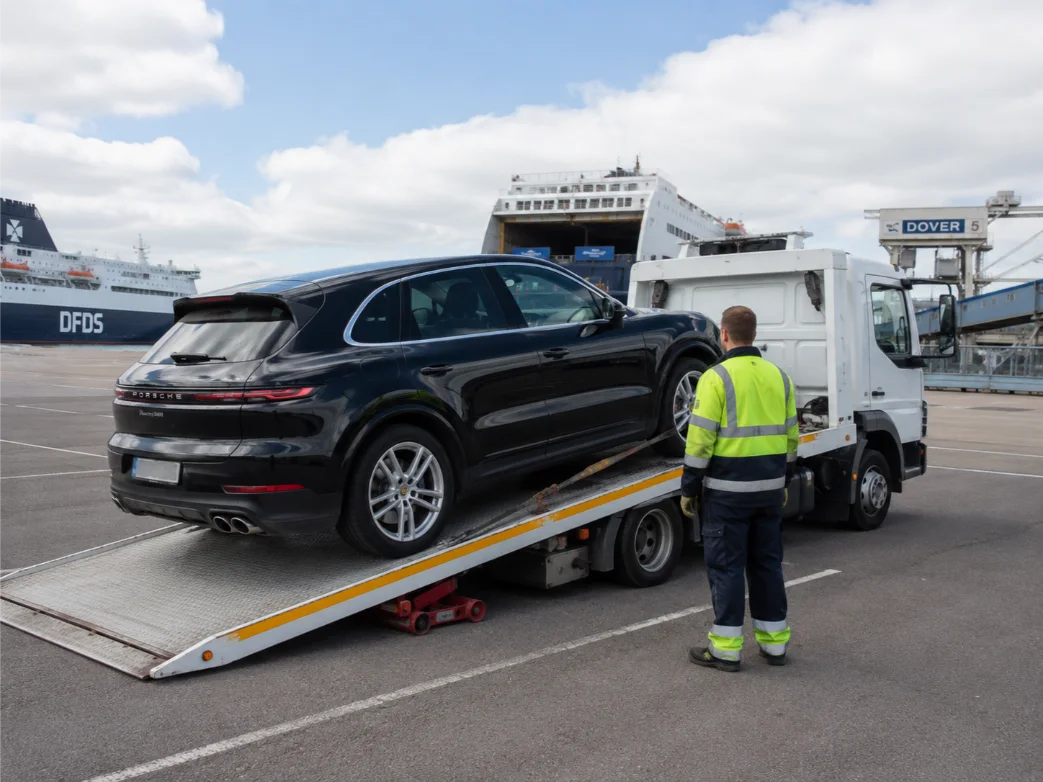 Porsche Cayenne Ferry Port Recovery France to UK