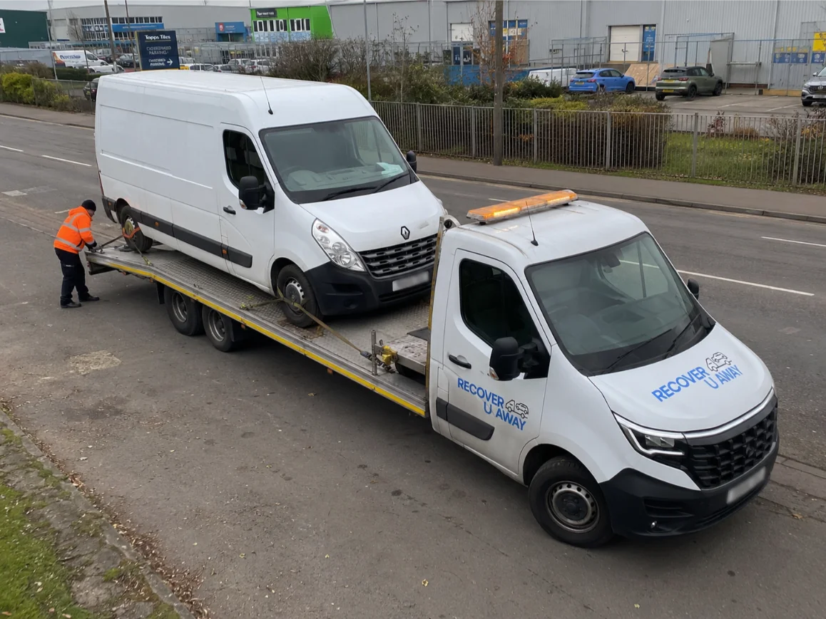 Renault Master van recovery on the A118 in London