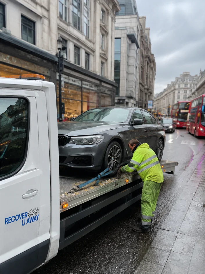 Roadside assistance Grey BMW London Streets