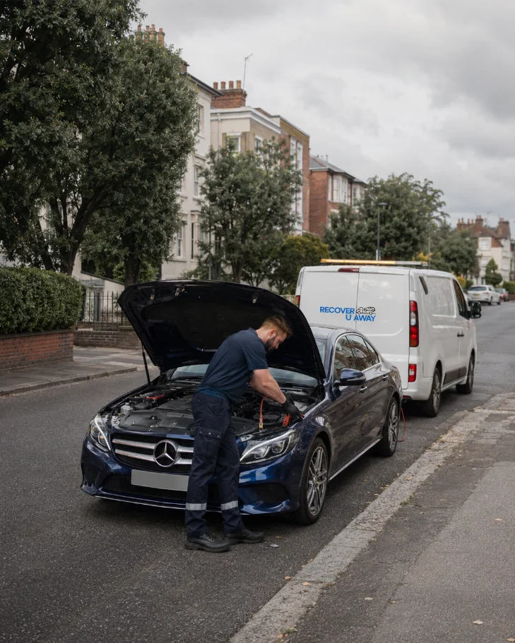 roadside battery jump start london mercedes