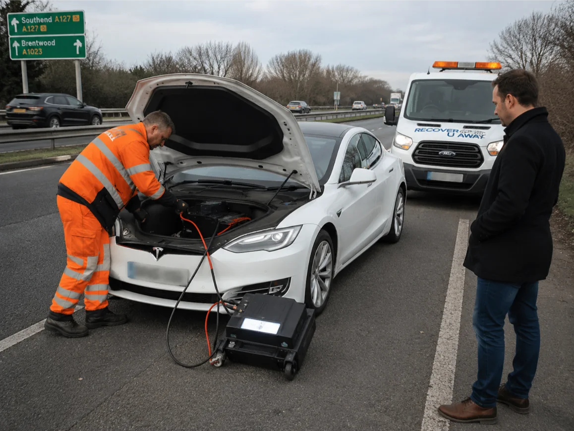 Tesla Model S roadside assistance on the A127 in Essex
