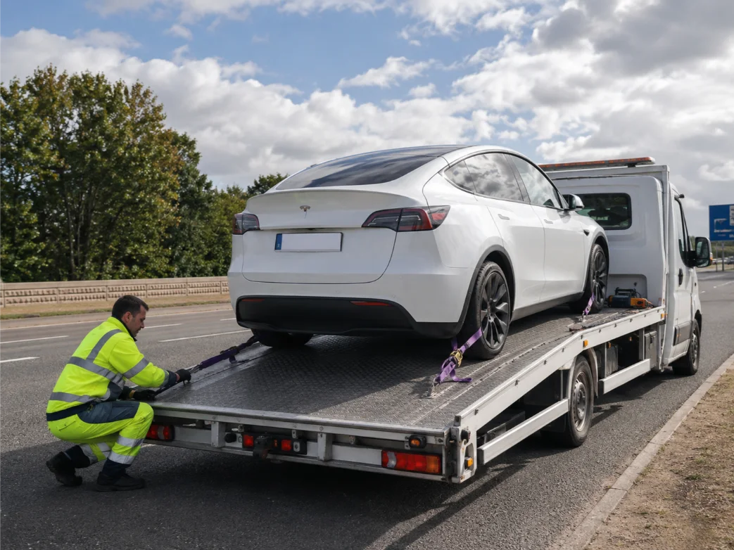Tesla Model-Y electric Car recovery Europe to UK