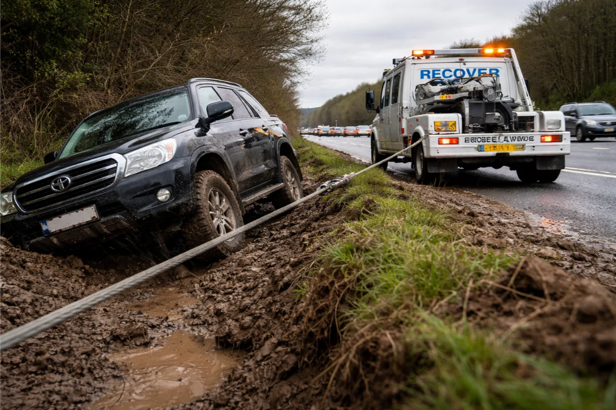 Toyota Land Cruiser Ditch Recovery M11 Motorway