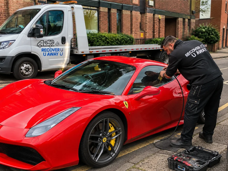 Recover U Away Auto Locksmith Red Ferrari Car Lockout Services East London