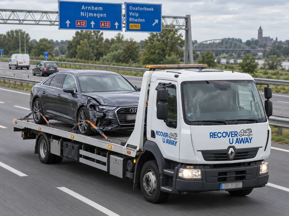 Audi-a6-accident-damaged-vehicle-transport Arnhem Netherlands