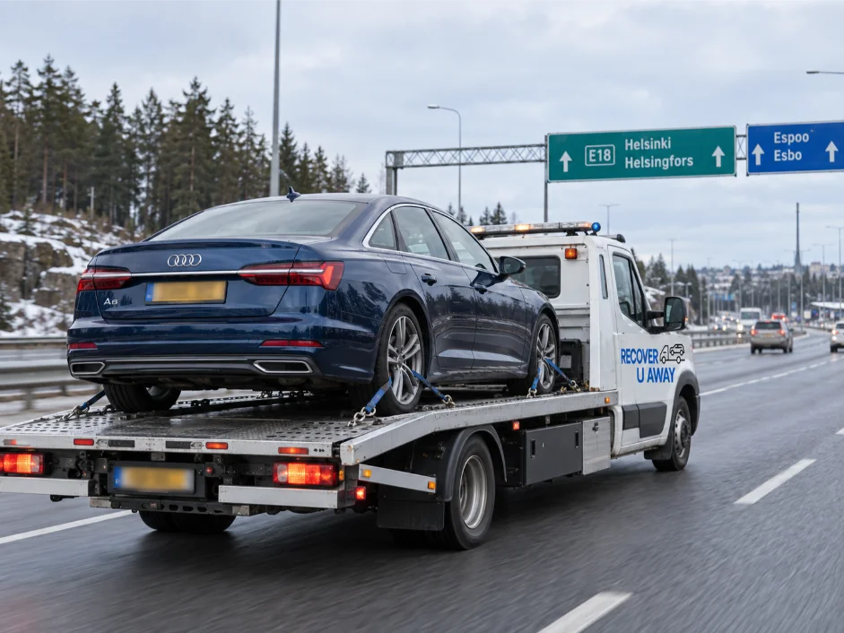 Audi-a6 car towing Helsinki Finland