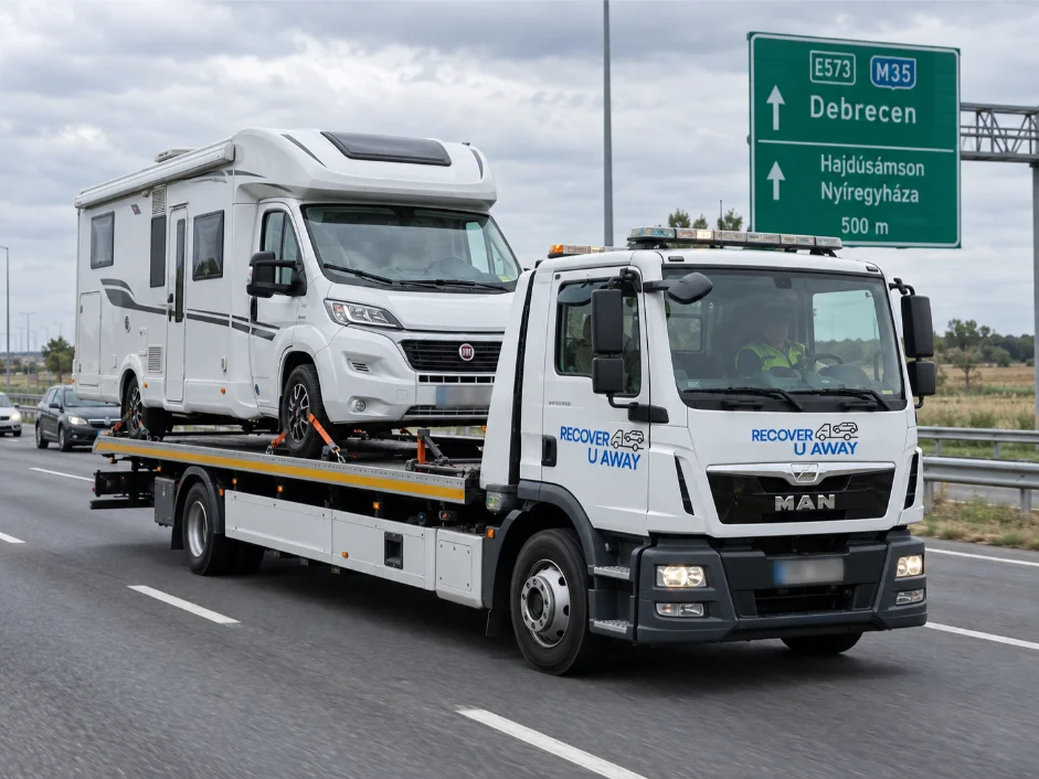 Vehicle Transport Hungary to UK Fiat Ducato motorhome-recovery Debrecen Hungary