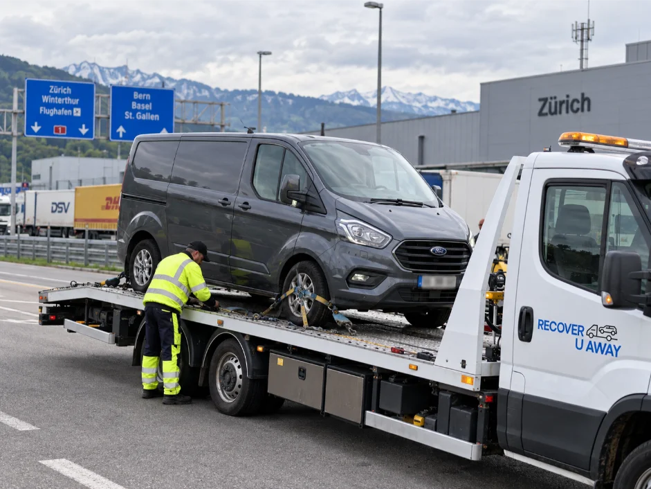 Vehicle Transport Switzerland to UK Ford-transit-commercial-vehicle-recovery Zurich Switzerland to UK