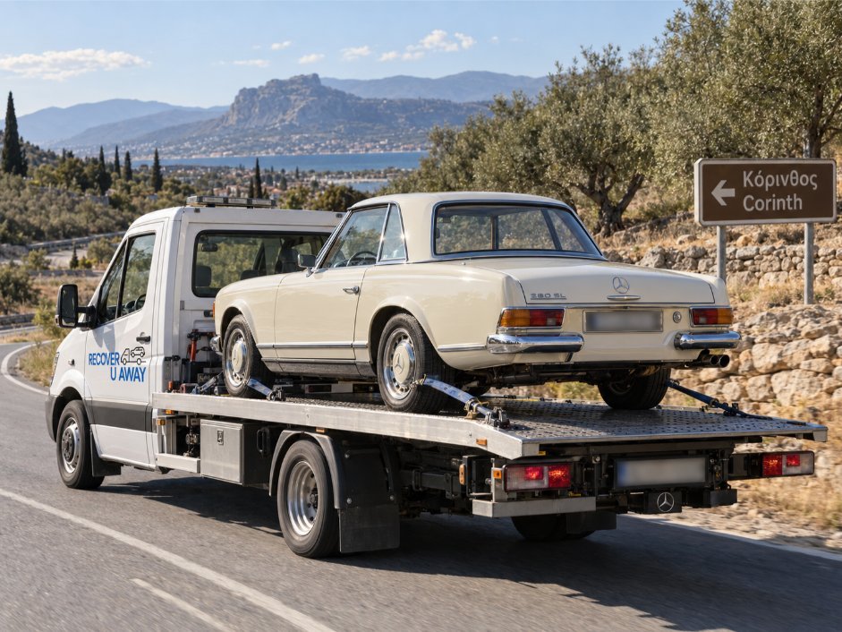 Mercedes-benz-280-sl-classic-car-transport-corinth Greece
