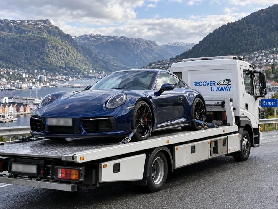 Porsche-911 luxury vehicle transport Bergen Norway