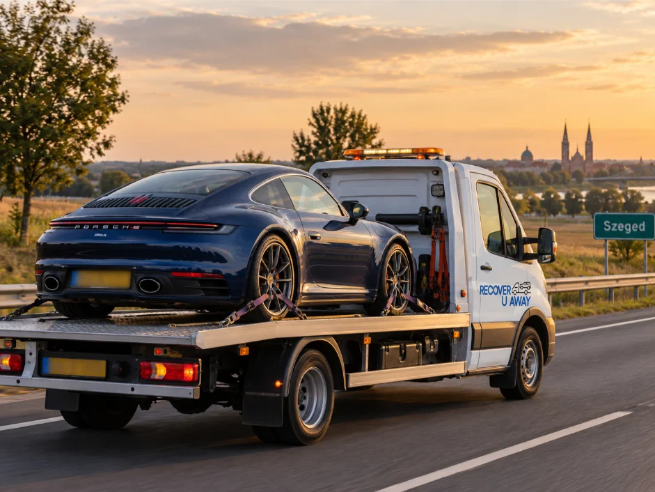 Vehicle Transport Hungary to UK Porsche-911-prestige vehicle recovery Szeged Hungary