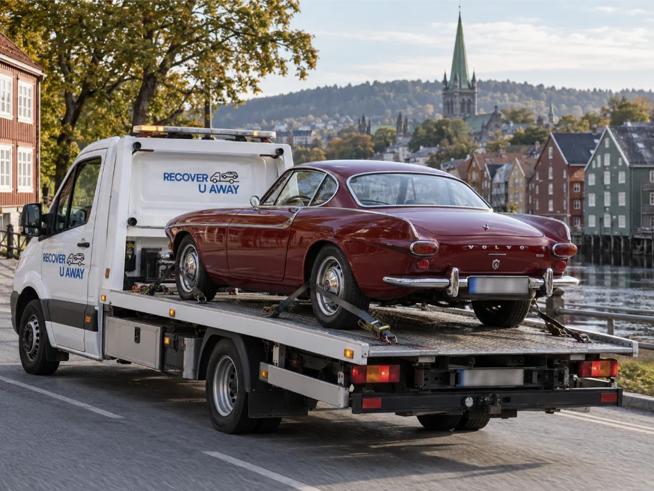Volvo-p1800-classic car transport Trondheim Norway