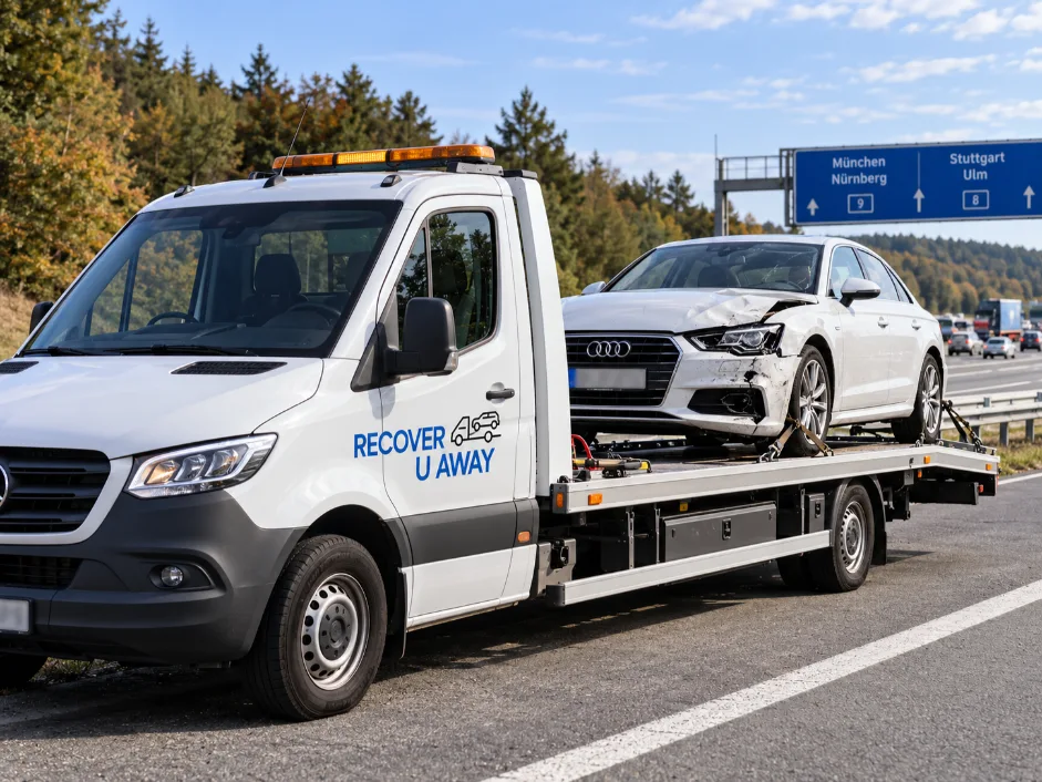 European accident recovery Audi A6 Accident Recovery Germany Europe to UK.