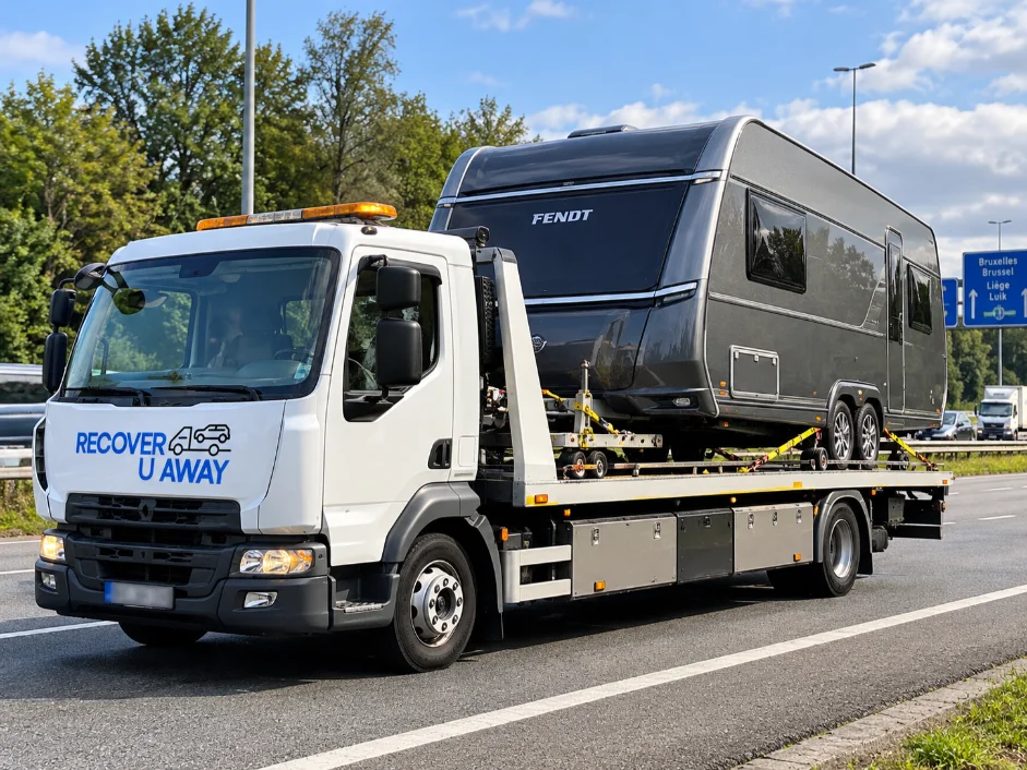 European Caravan Recovery Endt Caravan Non Rolling Recovery Belgium To UK.