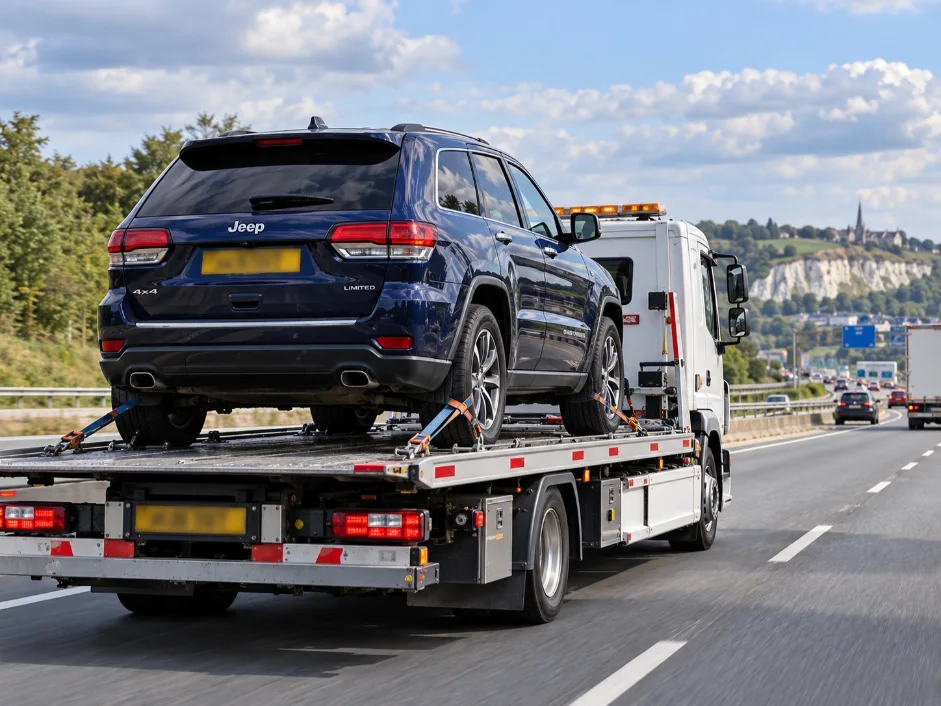 European 4x4 Recovery Jeep Grand Cherokee 4x4 Recovery France to UK.
