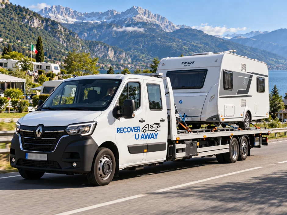 European Caravan Recovery Knaus Sport Caravan Repatriation Italy To UK.